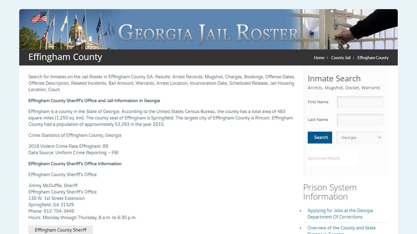 Effingham County | Georgia Jail Inmate Search